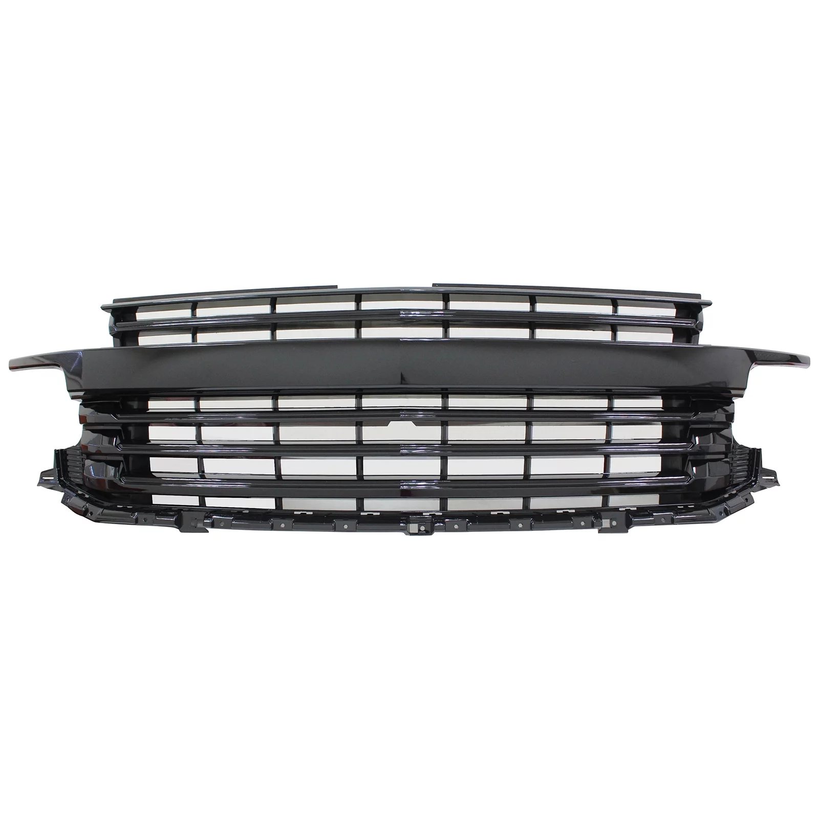 Ikon Motorsports Front Bumper Hood Grille Compatible With 2021-2023 Chevy Tahoe & Suburban Gloss Black