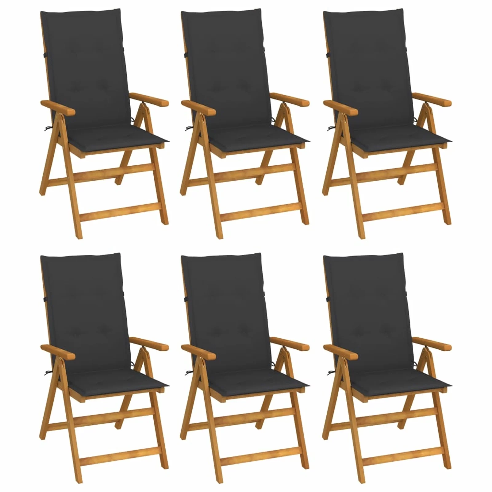 Irfora Folding Patio Chairs 6 pcs with Cushions Solid Acacia Wood