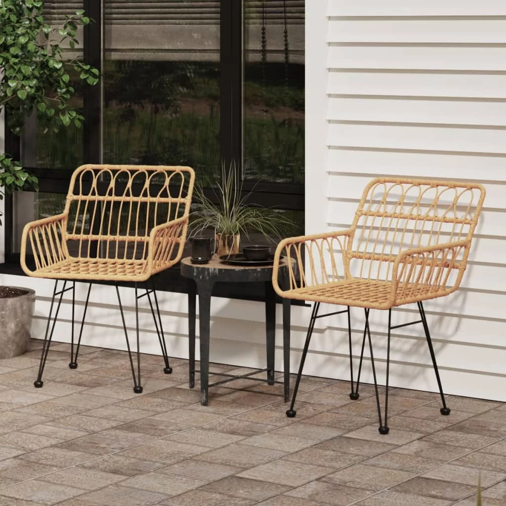 Outdoor Patio Chairs Set of 2 with Armrests - Weather-Resistant PE Rattan, Comfortable Seating, Stylish Design - Ideal for Relaxing in the Garden or on the Porch