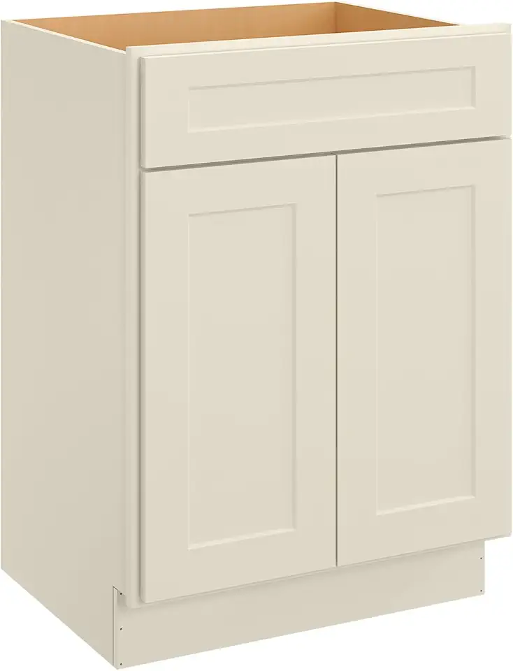 LOVMOR Bathroom Cabinet, 27'W, Shaker Antique White, Single Sink Storage Unit, Pedestal Sink Storage Cabinet, Large Capacity