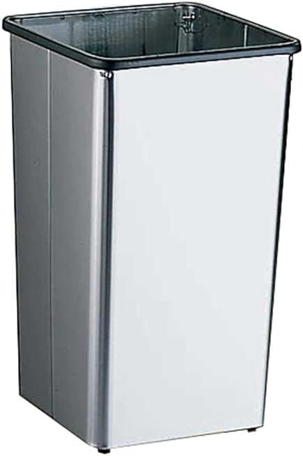 Bobrick 2260 Stainless Steel Floor-Standing Waste Receptacle with Open Top, Satin Finish, 13 Gallon Capacity, 12-1/2
