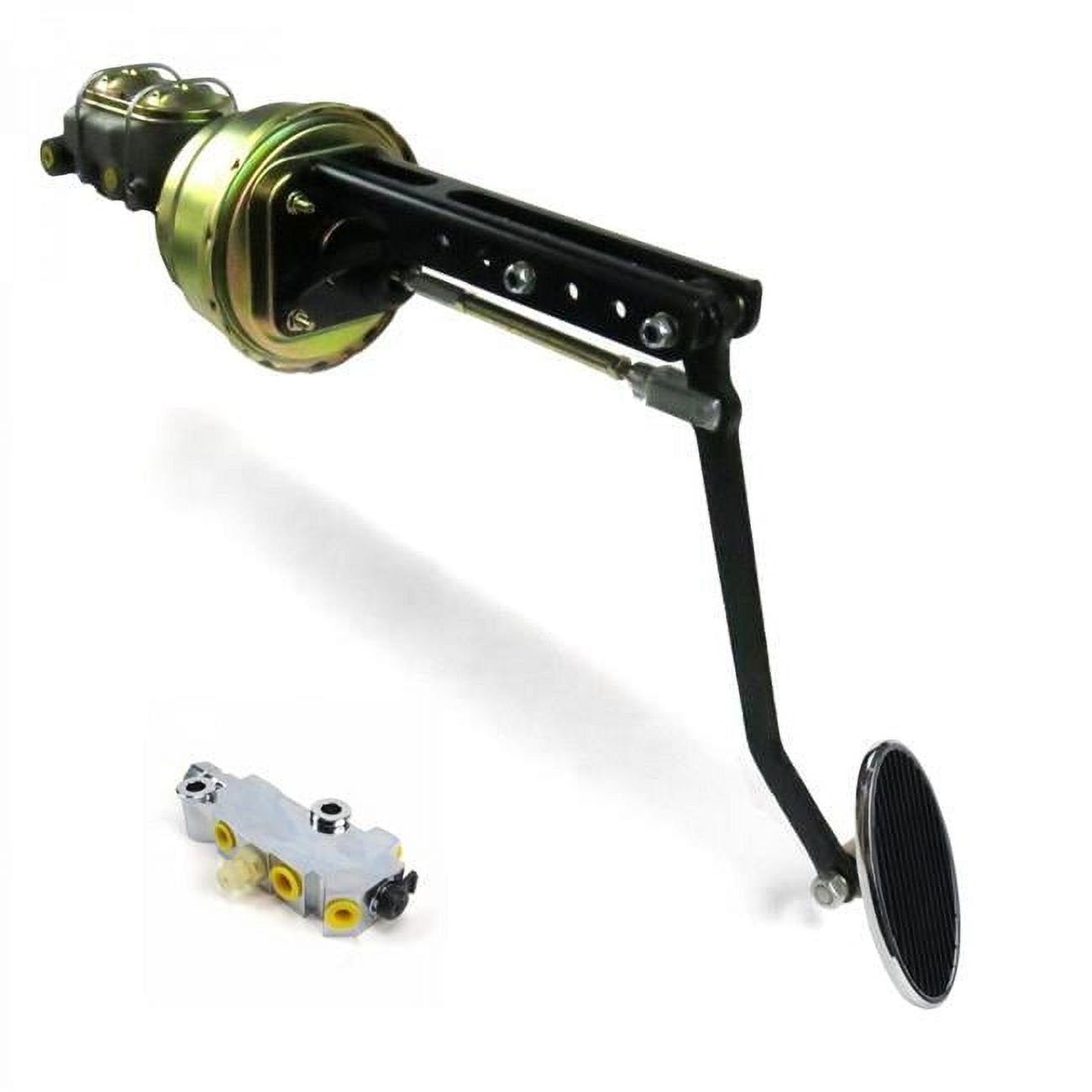 Helix Suspension Brakes & Steering  Universal Adjustable Firewall 8 in. Dual Brake Pedal Kit Disc & Drum Large Oval Chrome Pad