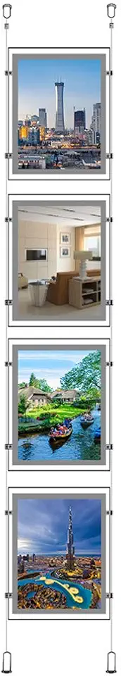 A4 Portrait Acrylic Led Backlit 8.5X11 Inch Picture Frame Real Estate Window Hanging Display Office Led Acrylic Poster Frame Light Box Sign Holder (4pcs A4 a raw, Vertically)