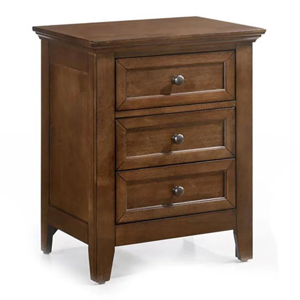 Intercon Furniture San Mateo Bedroom 3-Drawer Wood Nightstand in Tuscan Brown