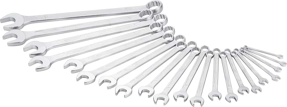 HAZET 600N/21 Combination Wrench Set, 21-Piece, Polished Head, Chrome-Plated, Metric, Made in Germany
