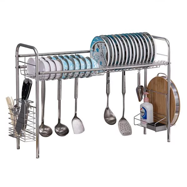 Over Sink Drying Rack Stainless Steel Over Sink Drainer Shelf Kitchen Storage Cutlery Utensils Holder,Single Layer,Silver