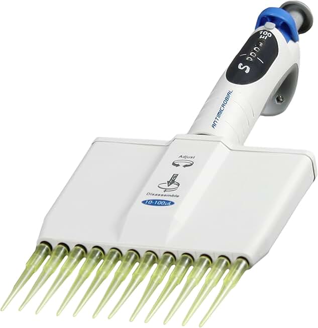 Parco Scientific PA-TP12D100H 10-100uL Adjustable Volume Multi-Channel Micropipette Pipettors with 12 Channels