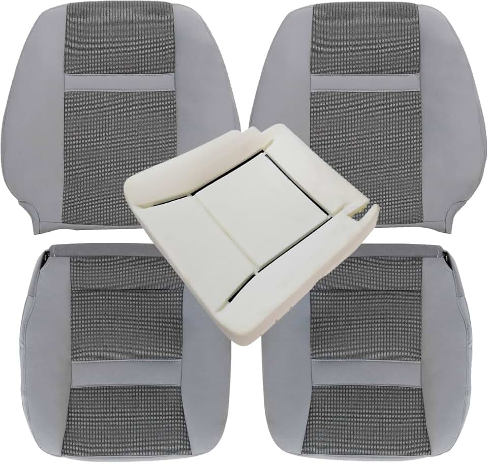 SecosAutoparts Driver and Passenger Bottom & Top Lean Back & Driver Foam Cushion Replacement Cloth Seat Cover Fit for Dodge Ram 1500 2500 3500 4500 5500 2006 2007 2008 2009 2010