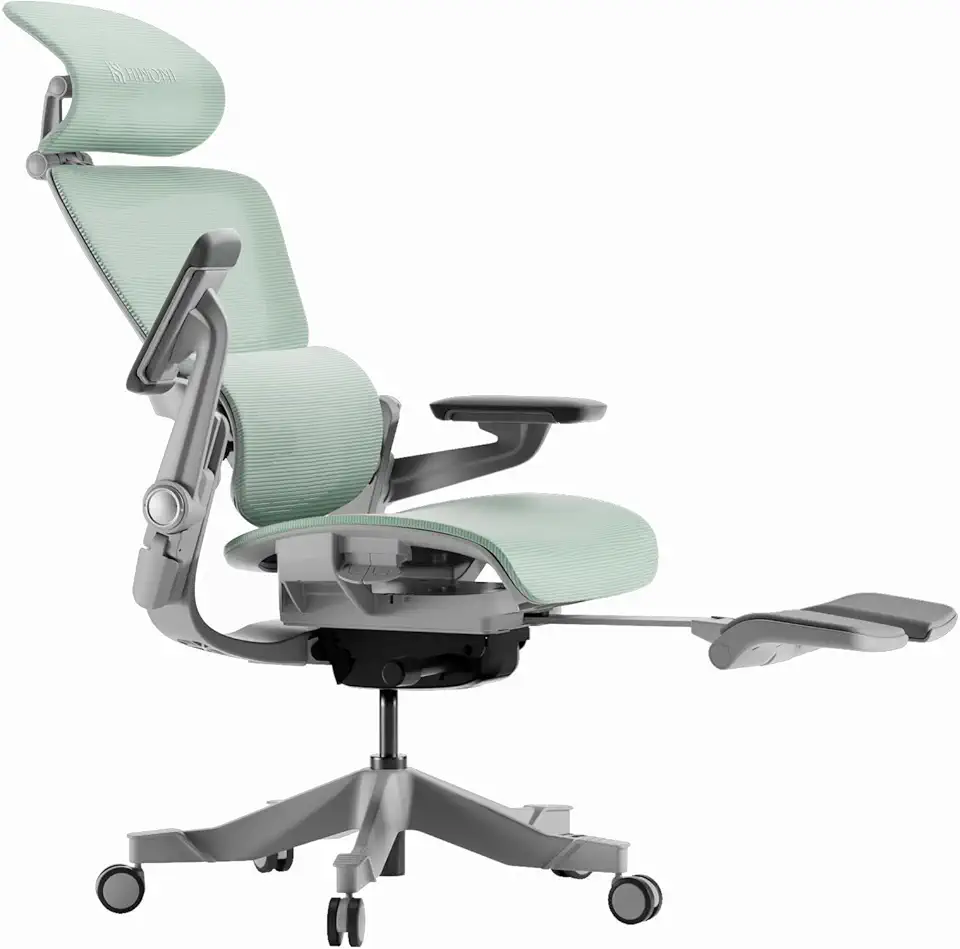 HINOMI H1 Pro V2 Ergonomic Office Chair with Footrest - Home Office Desk Chair with Lumbar Support, Mesh Office Chair with Headrest, Comfy Computer Chair with Back Support (Green, Medium)