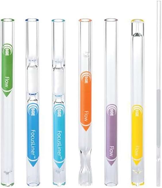 092155 Thermo Scientific Trace & Focus GC Liner, Sintered Glass LVI Liner, 2.75 mm Outside Diameter, 120 mm Height, 1.8 mm Inside Diameter (Pack of 5)