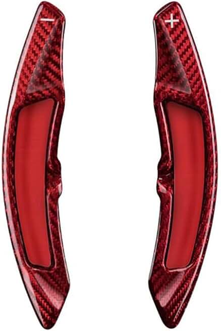 2Pcs Real Carbon Steering Wheel Shift Paddle Shifter Compatible with Cayenne Pananera 718 911 918 Paddle Shifter Extension(Red)