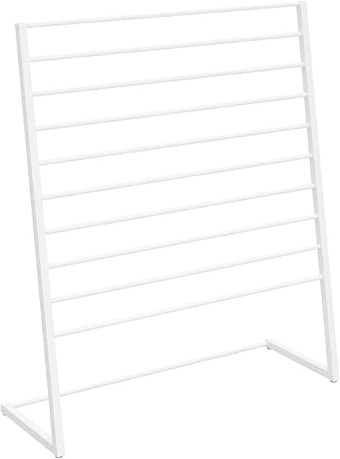 White Scarves Pants Shawls Towels Display Stand, Freestanding Metal Wrapping Papers Rack Ribbon Holder Ties Organizer Shelf (Size : 60x40x145cm)