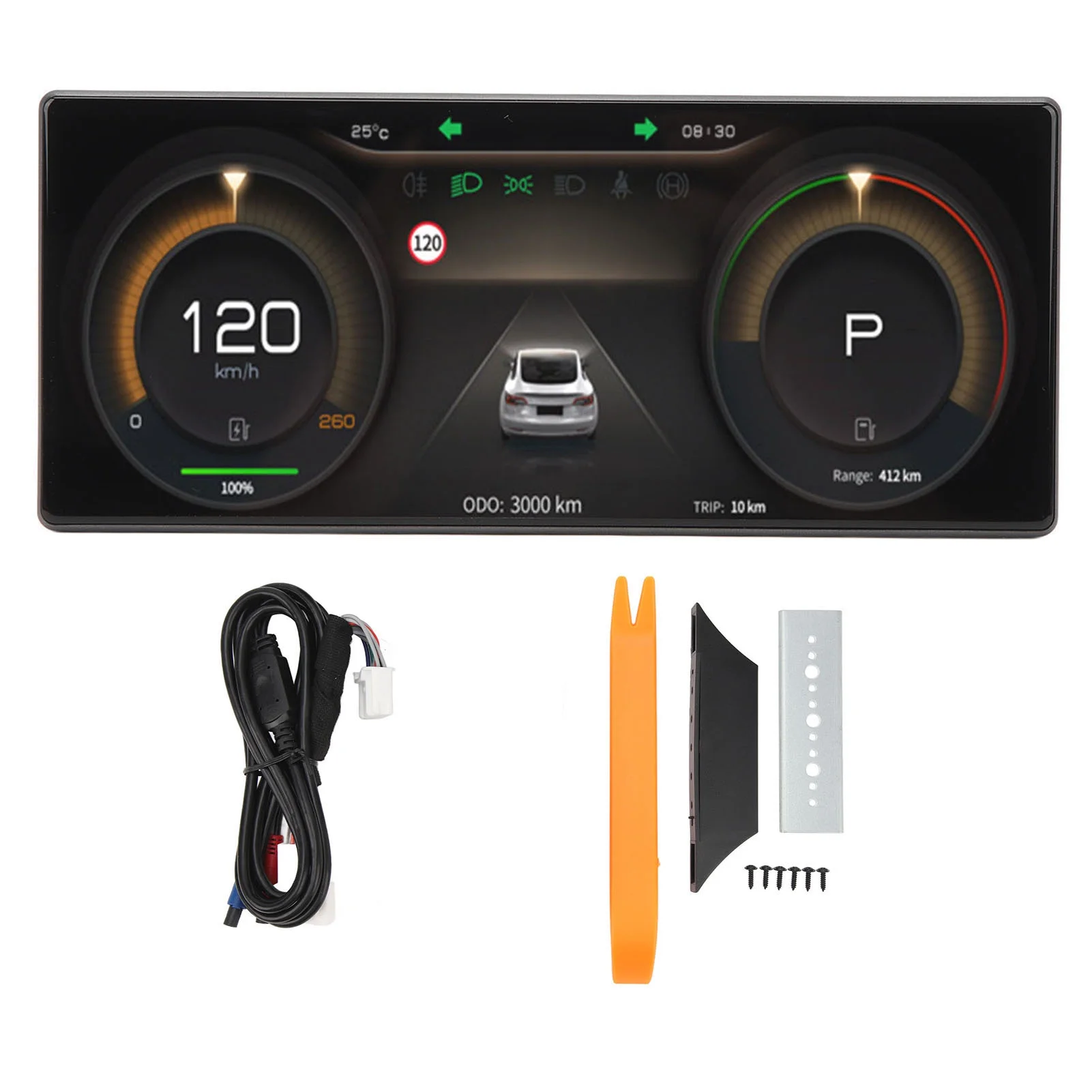 BOROCO 9in IPS Screen Car Dashboard Display HUD LCD Instrument Cluster Replacement for Tesla Model 3 Y(lntel Atom)