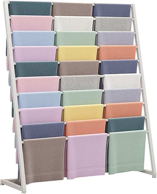 Scarf Display Stand - Metal Hijab Hangers, Floor Standing Suit Pants Rack, Modern Commercial Silk Scarf Blanket Rack, Clothing Display Racks For Retail Stores (Color : White, Size : 120X40X145CM)