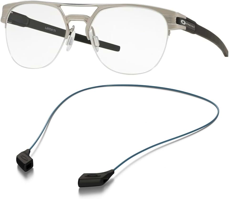 Oakley OX5134 Eyeglasses Bundle: OX 5134 LATCH TI 513403 Satin Chrome and Large Blue leash Accessory kit