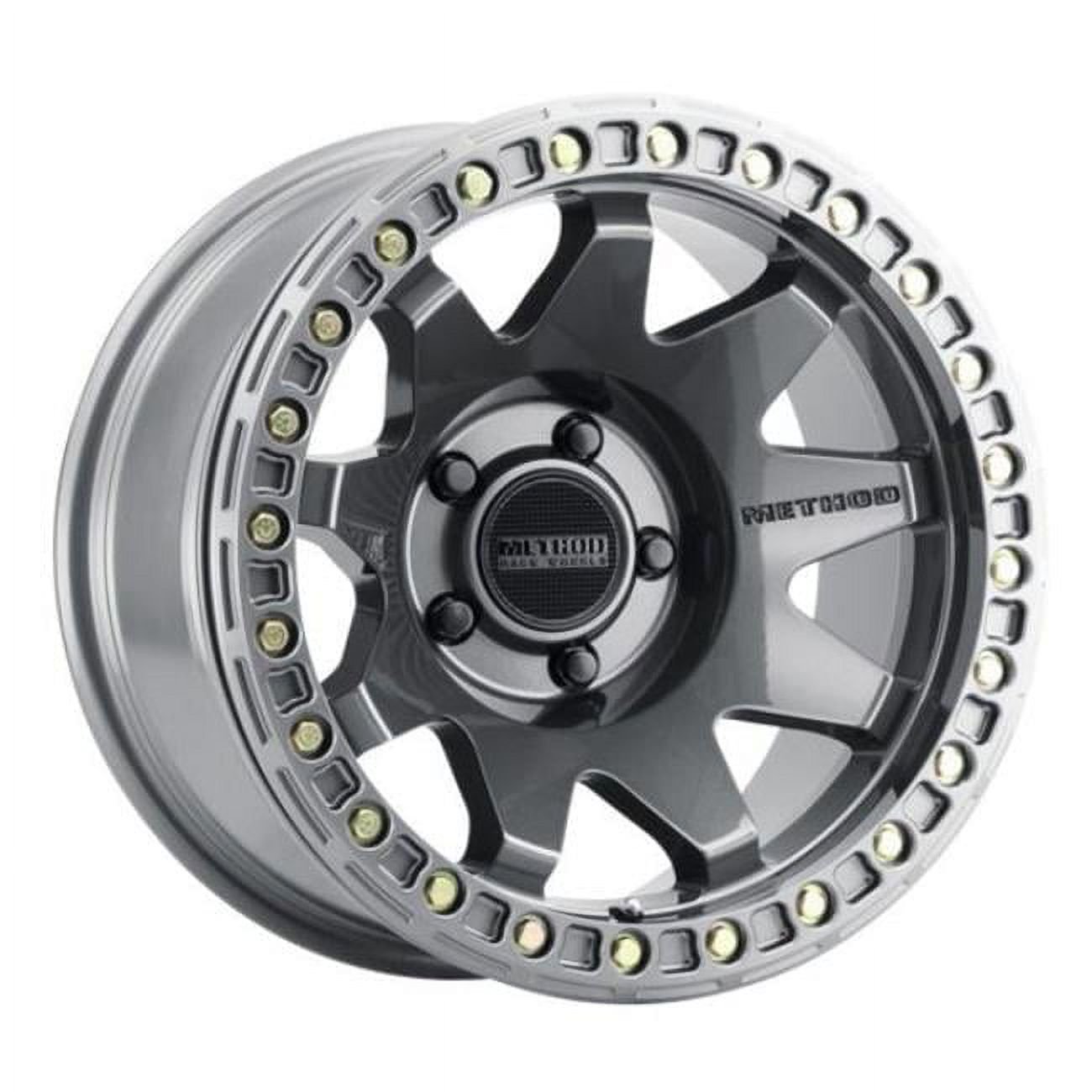 17 x 9 in. -44 mm Offset 5 x 5 in. Bolt Pattern 71.5 mm Center Bore Method MR108 Gloss Titanium with BH-H24125-38 Wheel