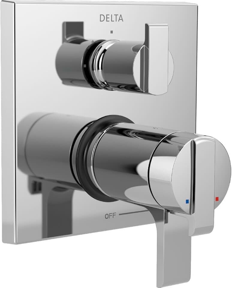 DELTA FAUCET T27T867, Chrome Ara Angular Modern TempAssure 17T Series Valve Trim with 3-Setting Integrated Diverter