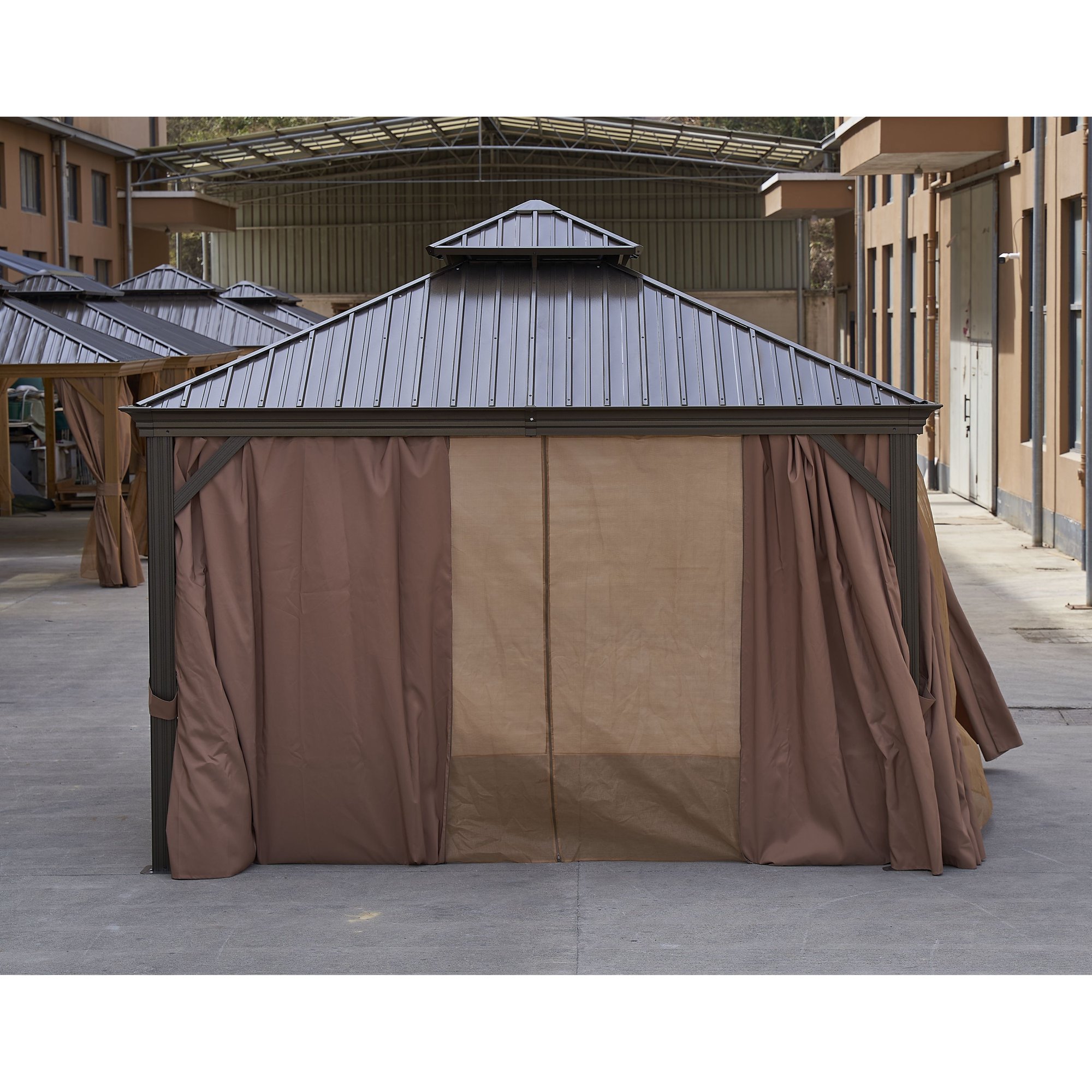 Outdoor Hardtop Gazebo with Galvanized Steel Double Roof, Aluminum Frame Canopy Pergolas for Patio, Garden, Lawn and Backyard 12*12ft