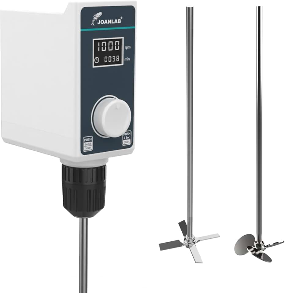 JOANLAB Overhead Stirrer 20L 20000 mPas Digital Overhead Mixer Lab Stirrer w/Stirring Rods 100-2000RPM Timing 1min-24h (without Stand)