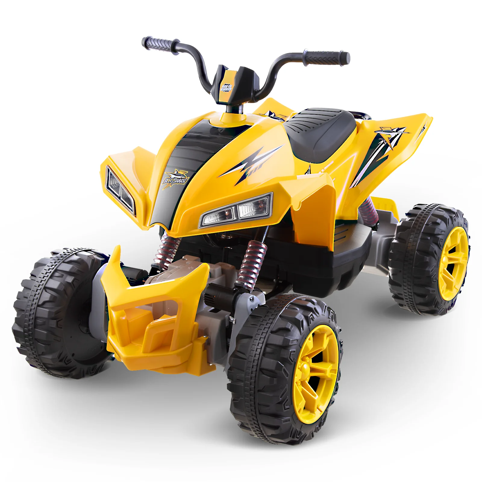 Blitzshark 24V Kids Ride on ATV 4WD Quad Powerful 4-Wheeler, with Big Battery, 6 MPH Speed, Metal Suspension, Lighting