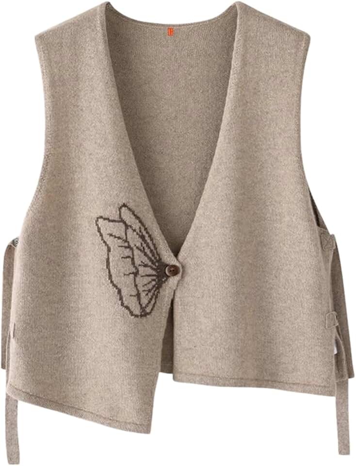 HangErFeng Women Sweater Cashmere Jacquard Knit Vest 1814