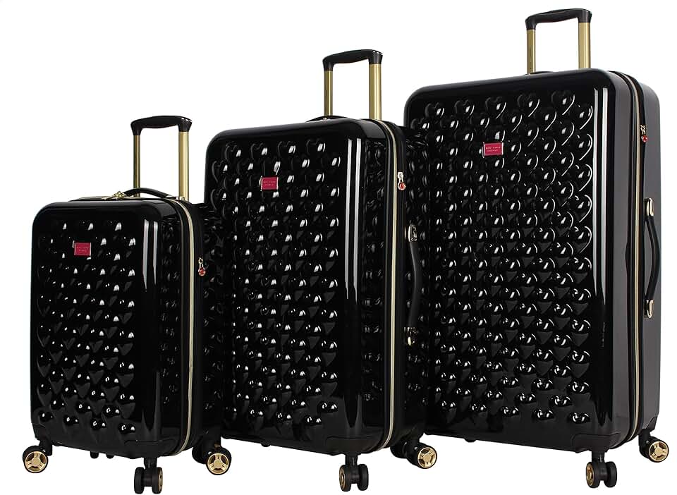 Betsey Johnson Luggage Hardside 3 Piece Set Suitcase With Spinner Wheels (20