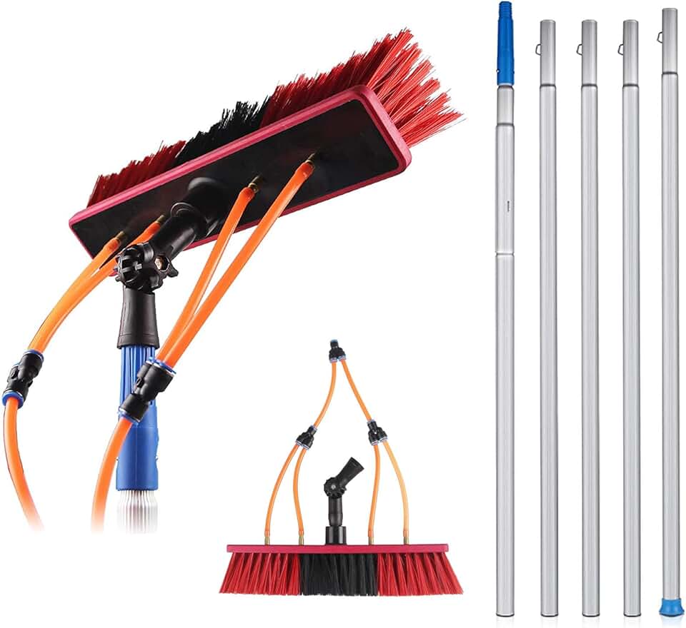 Telescopic window cleaner,3m/30cm Brush head Window cleaning kit,Telescopic window cleaner water fed long reach window pole cleaning tool,roof cleaning equipment solar cleaning kit