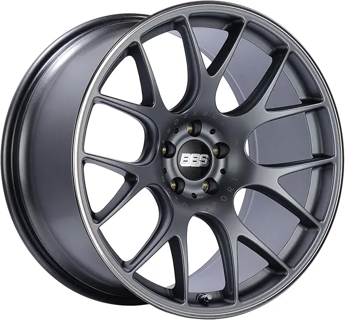 BBS CH-R Titanium Wheel with Painted Finish and Polished Stainless Steel Rim (19 x 9.5 inches /5 x 120 mm, 35 mm Offset)