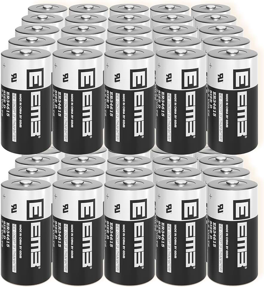 EEMB 50PACK ER34615 D Cell Batteries 3.6V Lithium Battery 19Ah Li-SOCL₂ Non-Rechargeable Battery LS-33600 SB-D02 XL-205F for CNC Machine Tool/Injection Molding Machine/Printing Machine/Meter/Clock