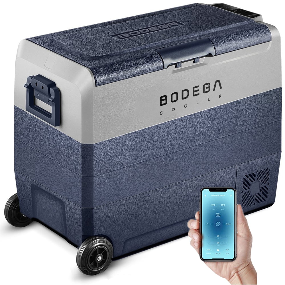Bodega 12 Volt 64 Quart Car Refrigerator Portable Freezer for Camping Outdoor APP Control Blue