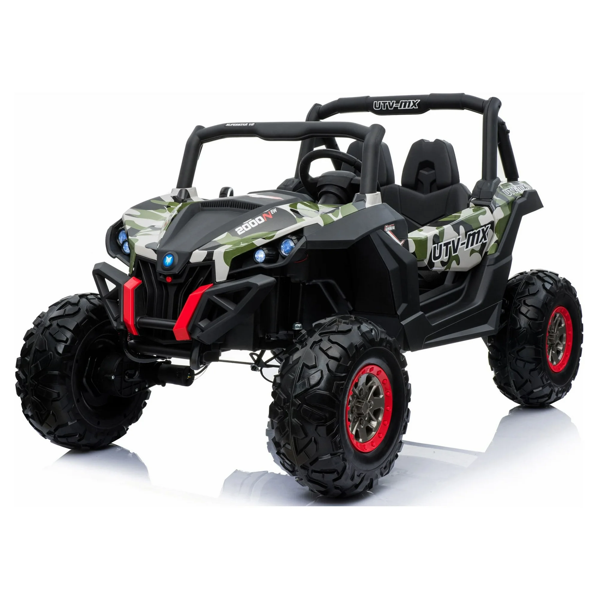 Blazin' Wheels Battery Operated Rideon Camo Wild Cross UTV 12V Two Seater - Unisex Toy Max speed 4.3mph