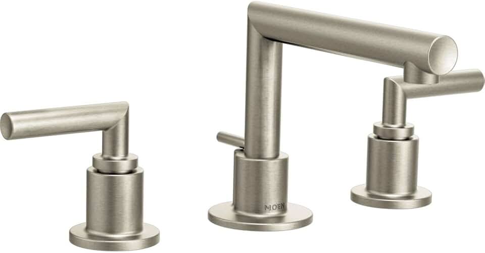 Moen TS43002BN Arris Two-Handle Modern 8 in. Widespread Bathroom Faucet Trim Kit, Valve Required, Brushed Nickel