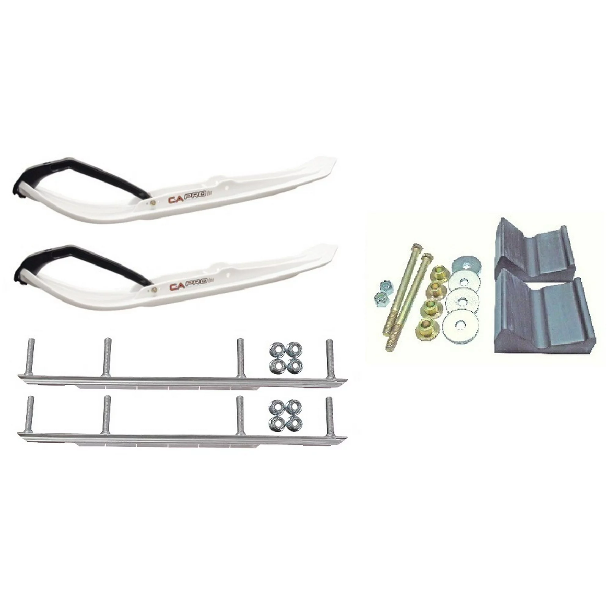 C&A Pro White MTX Snowmobile Skis w/ 9