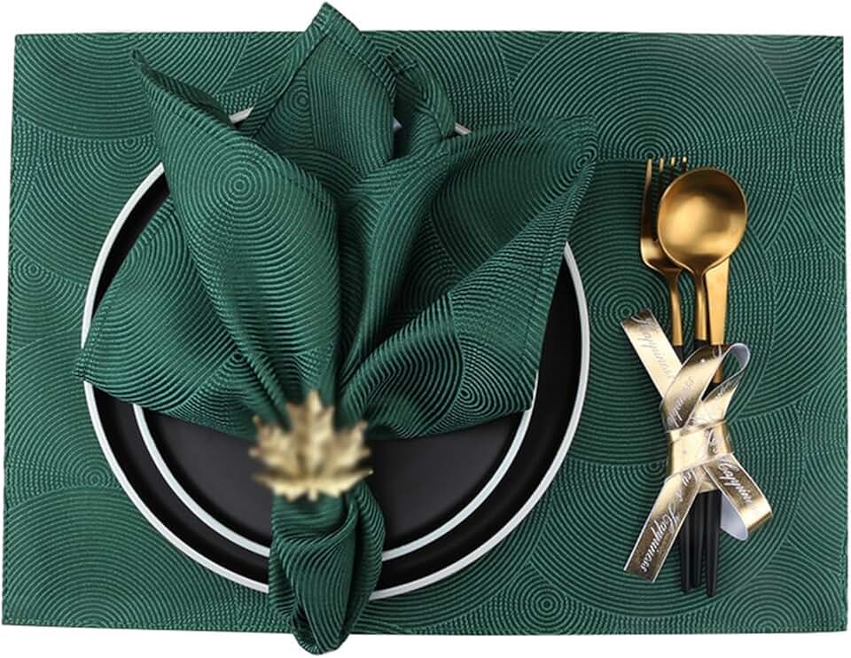 Cloth Placemat Dark Green Western Placemat Waterproof Hot Insulation Table Mat