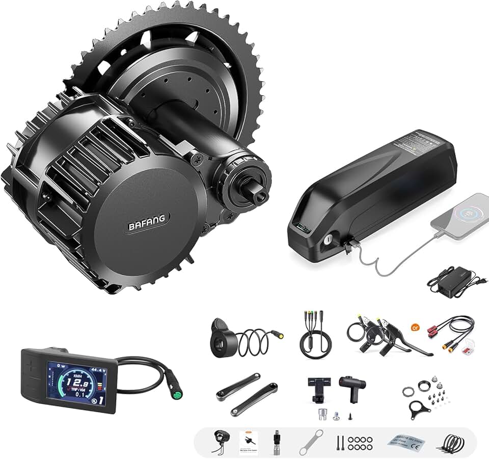 BAFANG BBSHD 1000W Mid Drive Ebike Kit with Battery(Optional), BBS03 48/52V Motor,DIY Ebike Conversion Kit with Digital Display& 46T Chainring:Universal 68-73mm Bottom Bracket Bicycle