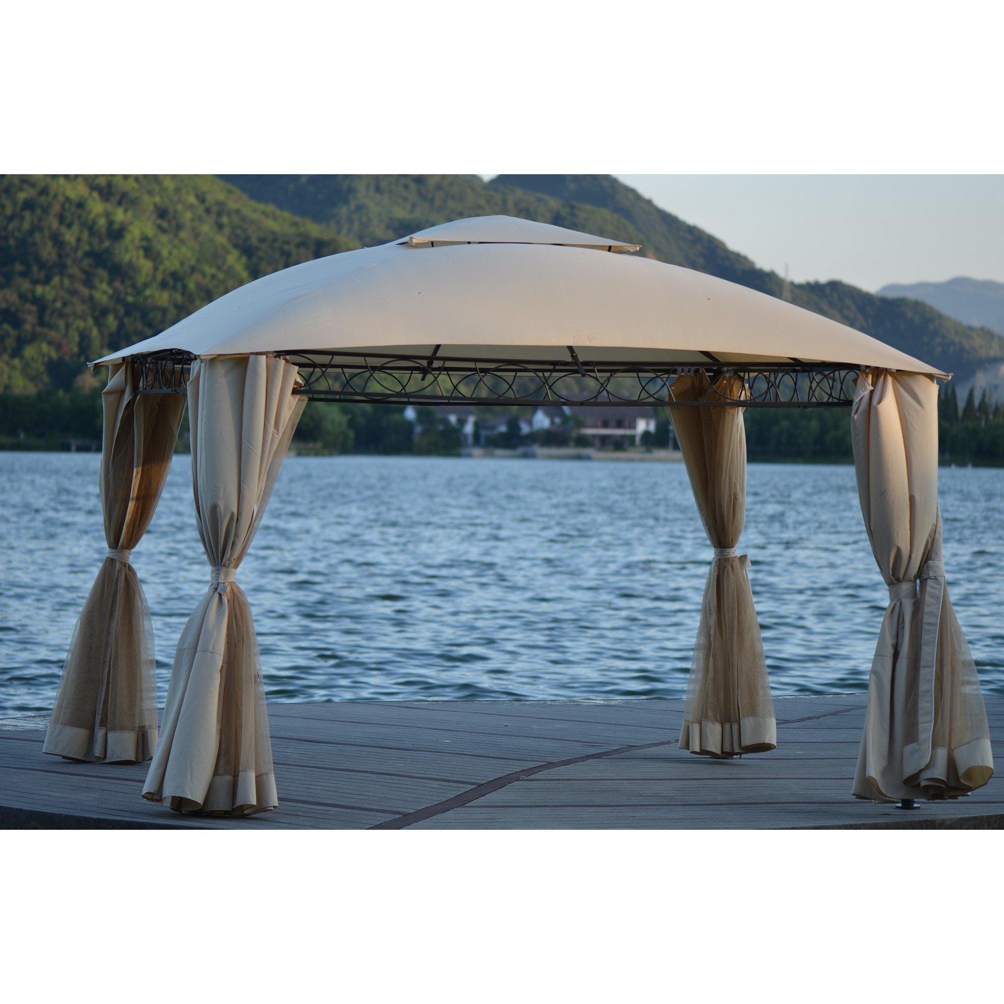 Outdoor Gazebo, Double Tiered Grill Canopy with UV Protection for Lawn, Garden, Backyard and Deck