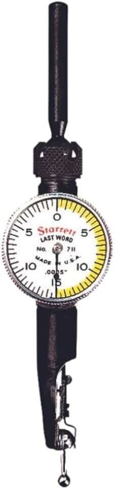 Starrett 711 Last Word Dial Test Indicator with Universal Shand and Friction Holder - White Half Shaded, .030