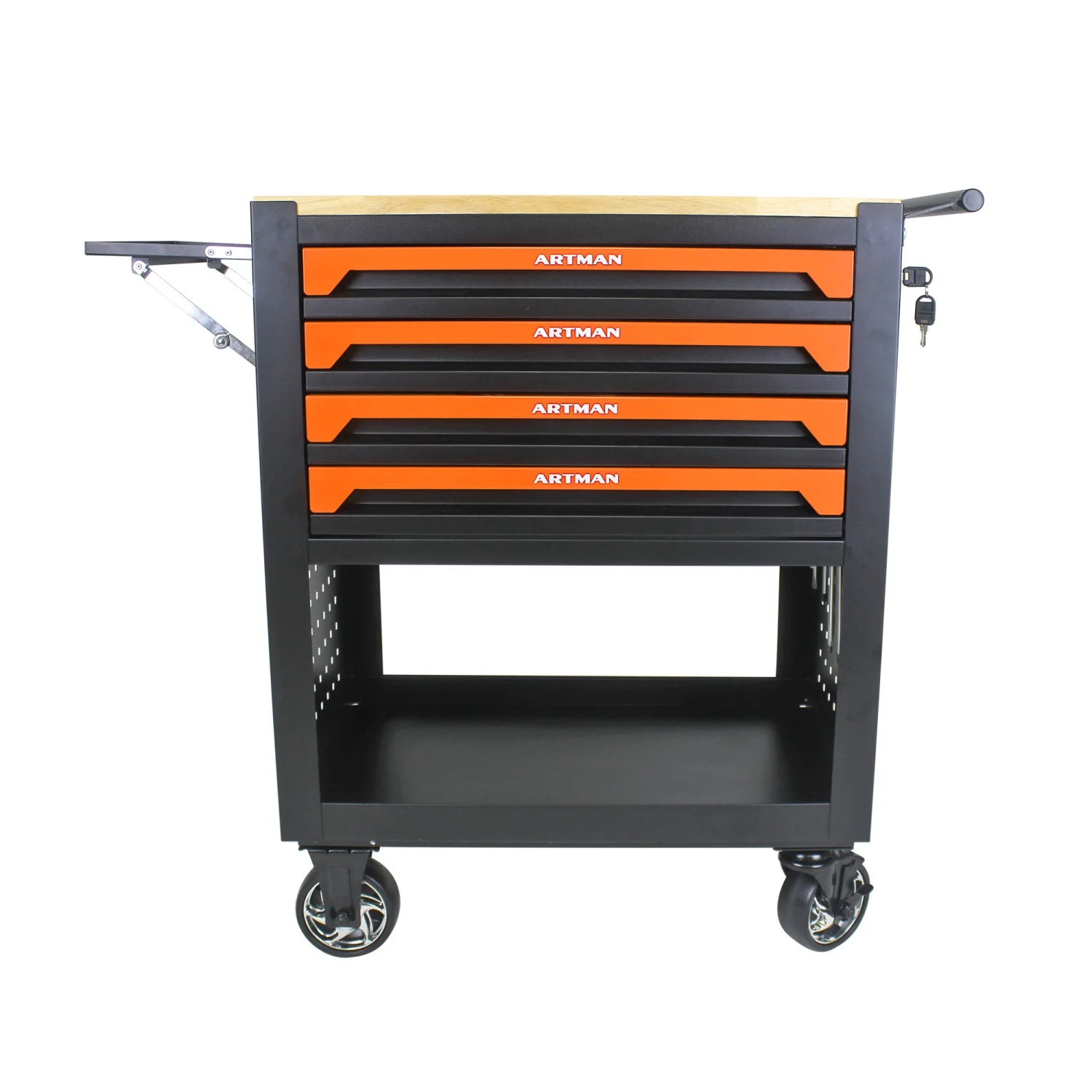 Imerelez 4-Drawer Tool Chest with Multifunctional Tool Cart, Wheels, and Wooden Top - Orange