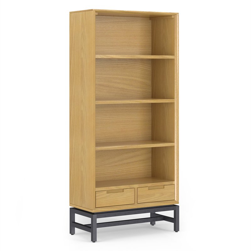 Pemberly Row Metal 66 inch x 30 inchRectangle Industrial Bookcase in OAK WOOD