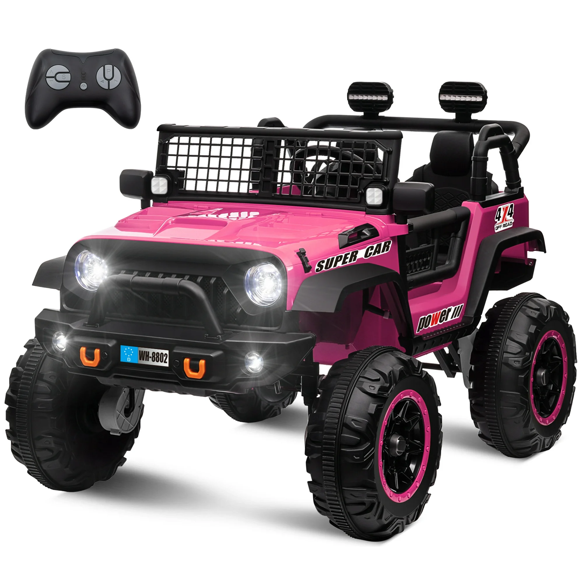OTTORD 24V Battery 4 Wheel Car,Kids Ride on Electric Car with Remote Control and Music for Boys Girls(Pink)
