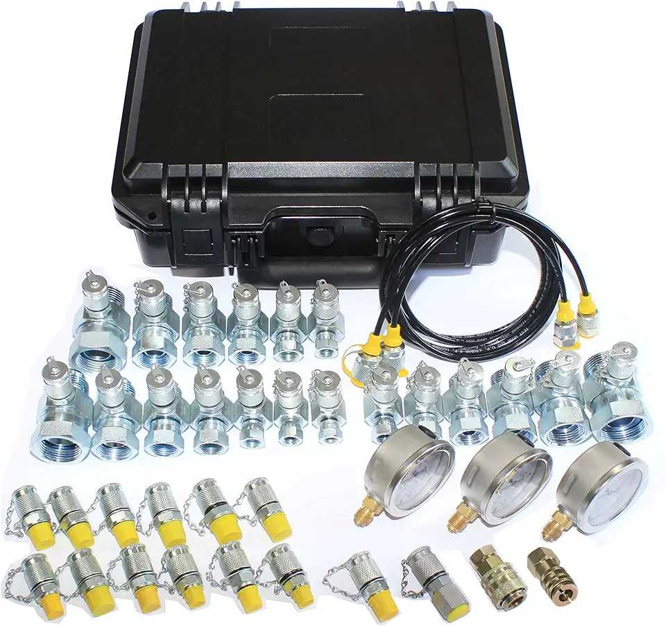 XZT 60U Hydraulic Pressure Test Coupling Kit,Pressure gauges Set,Test Hose,BSPP ORFS JIC Hydraulic Swivel Run tees, Hydraulic Test Tools for Excavator Construction Machinery