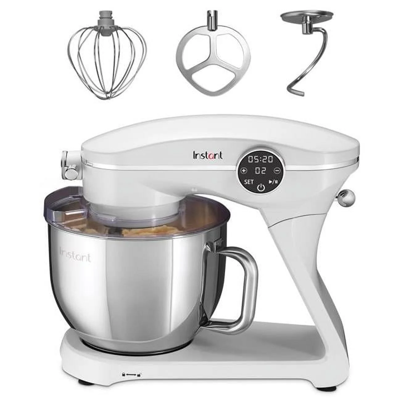 Instant 7.4 qt Stand Mixer Pro, 600W 10-Speed with Digital Interface and Dishwasher Safe Accessories, Pearl White