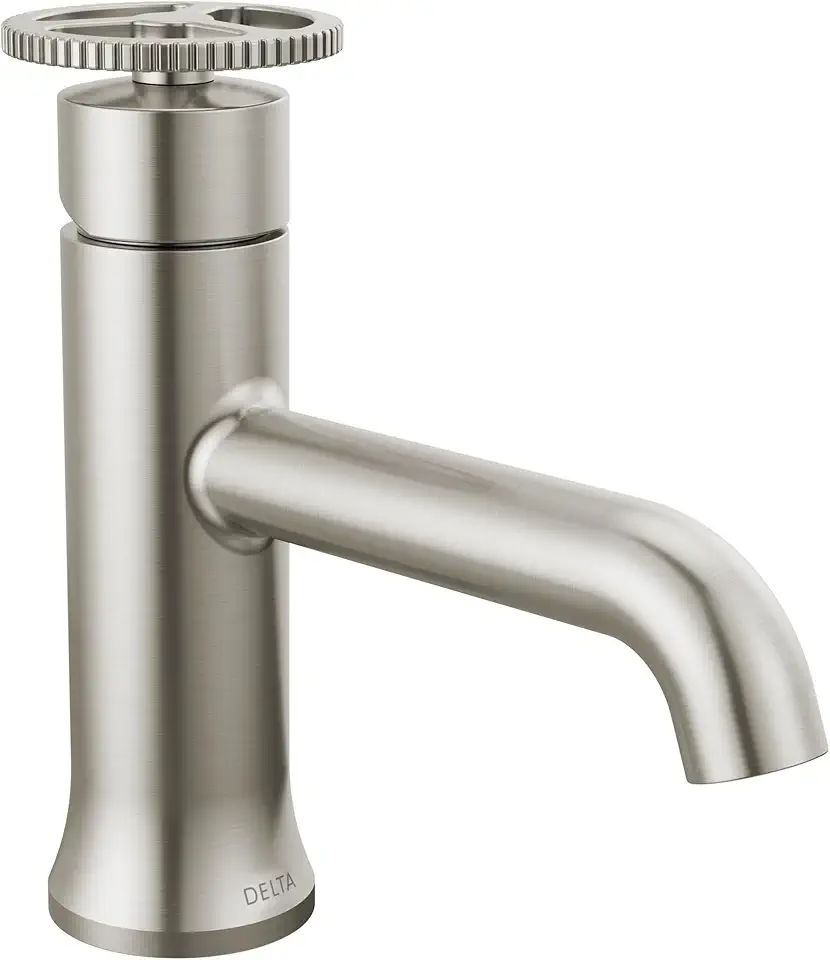 Delta Faucet Trinsic Single Hole Bathroom Faucet Brushed Nickel, Single Handle Bathroom Faucet, Bathroom Sink Faucet, Diamond Seal Technology, Drain Assembly, Stainless 558-SSMPU-DST