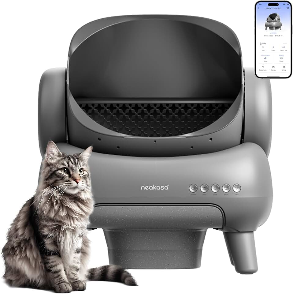 M1 Open-Top Self Cleaning Cat Litter Box, Automatic Cat Litter Box with APP Control, Odor-Free Waste Disposal Includes Trash Bags