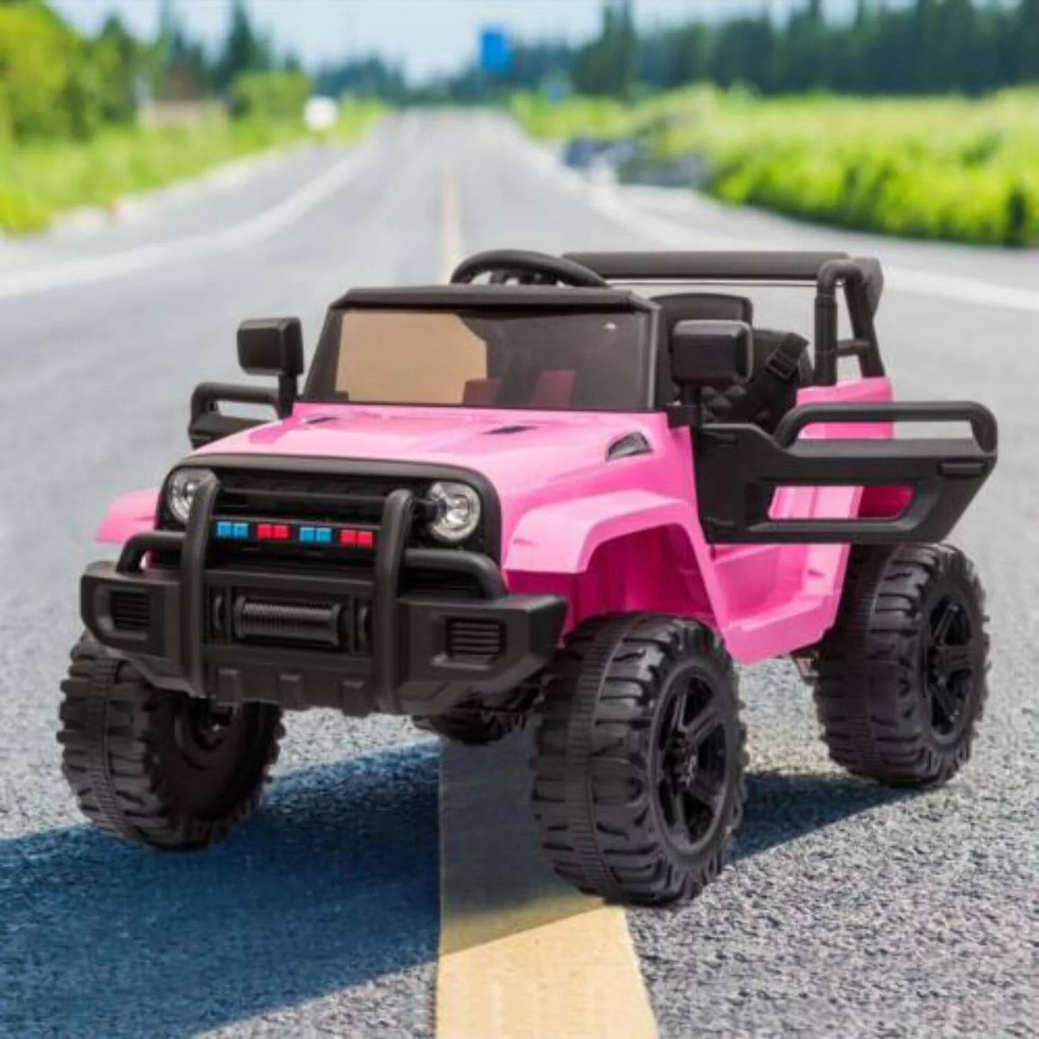 12V Pink Ride-On Truck for Kids with Parent Remote Control