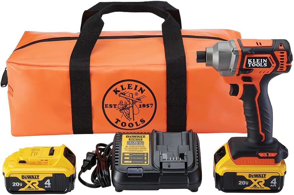 Klein Tools BAT20CD1 1/4-Inch 20V Battery-Operated Impact Driver Kit, Compact Design for Excellent Control in Tight Spaces
