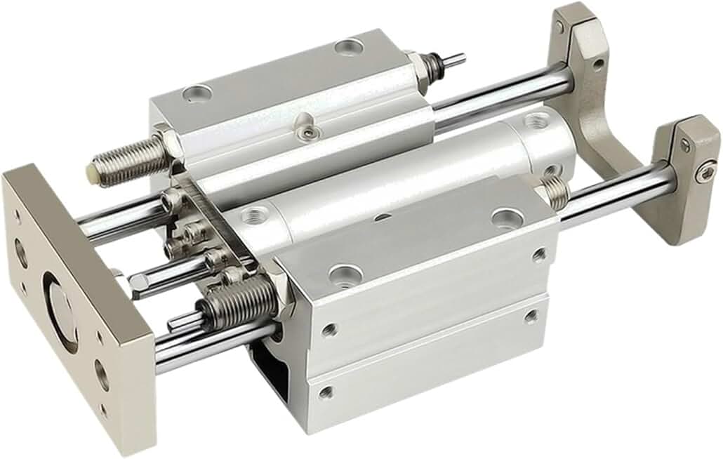 MGGMB MGGMB20/25-75/100/200/1000 Pneumatic Cylinder Three-Axis Three Rod with Guide Rod Stroke Adjustable Cylinder 1Pcs(Stroke 100mm,MGGMB 20(Bore 20mm))
