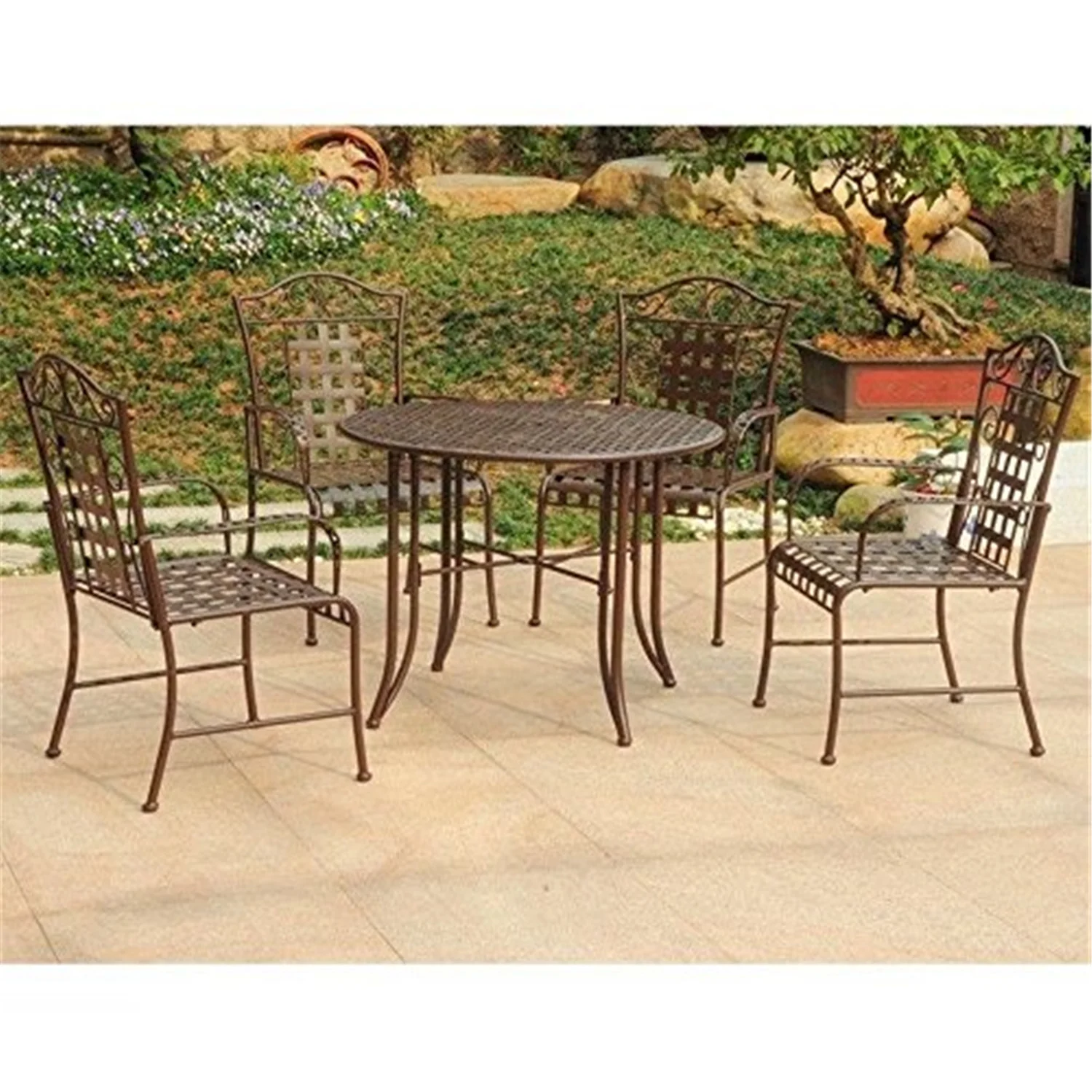 International Caravan  Mandalay Outdoor Dining Group - Rustic Brown - Set of 5