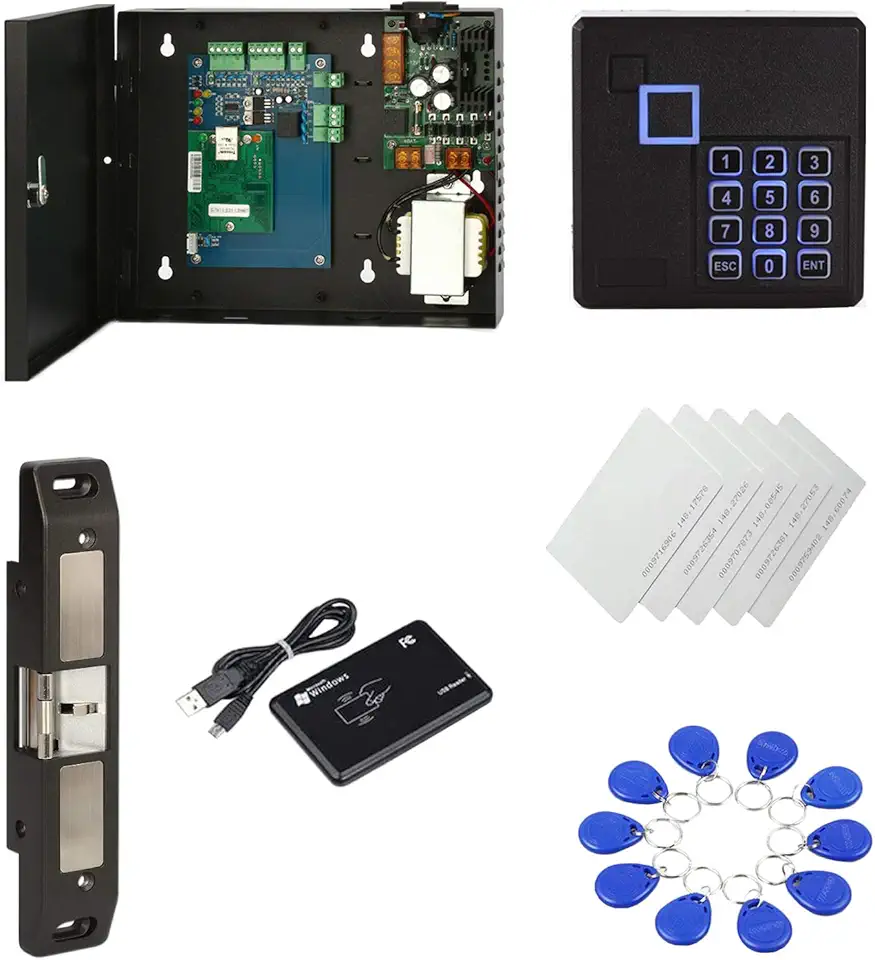 Crash bar Latch Panic Bar Strike Lock Access Control keyless Entry for Emergency Door Fire Exit Door Commercial Emergency Exit Bar Security Control Power Supply Box (Phone APP remotely Open Door)