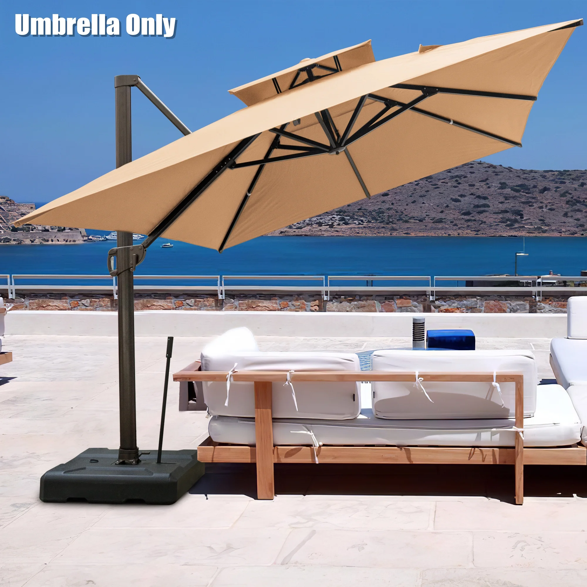 Pellebant 10 x 13 Feet Outdoor Offset Cantilever Hanging Patio Umbrella